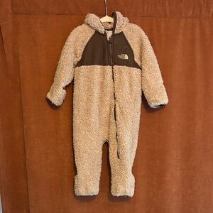 The North Face Kids Brown and Tan Fleece Footie